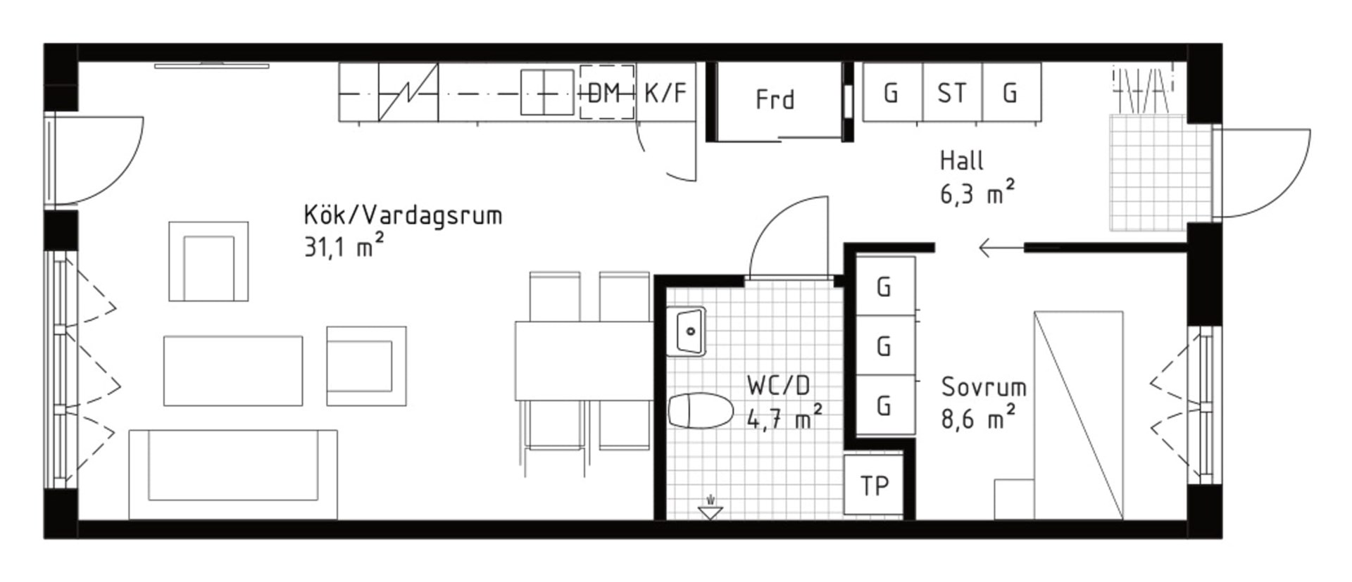 Planlösning från Backhopparvägen 11, Till salu i Väsjön, Sollentuna