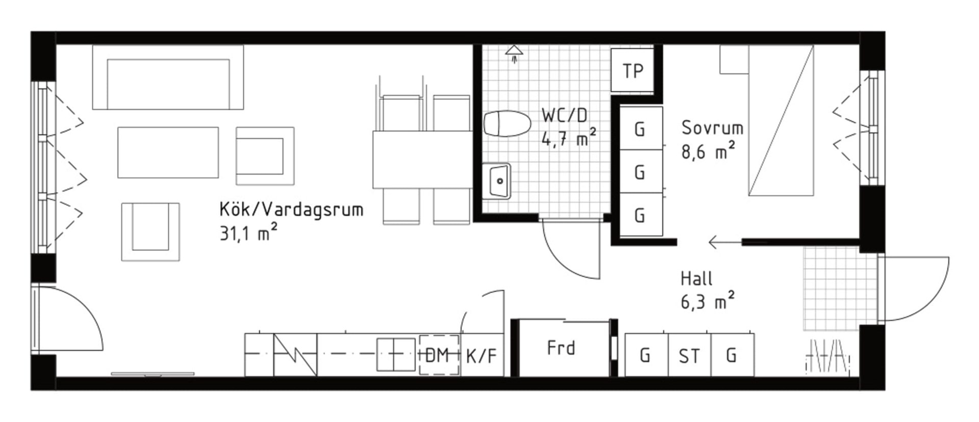 Planlösning från Backhopparvägen 11, Till salu i Väsjön, Sollentuna