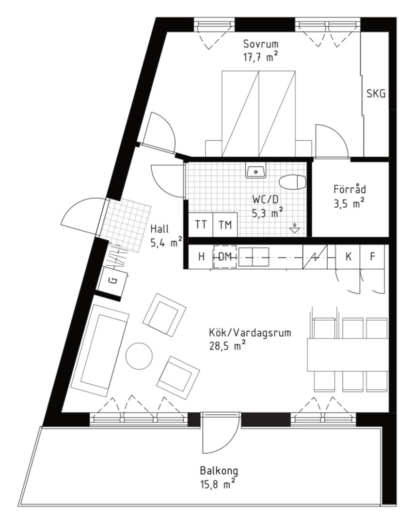 Planlösning från Slalomvägen 2, Till salu i Väsjön, Sollentuna