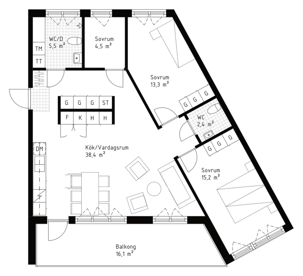 Planlösning från Slalomvägen 2, Till salu i Väsjön, Sollentuna