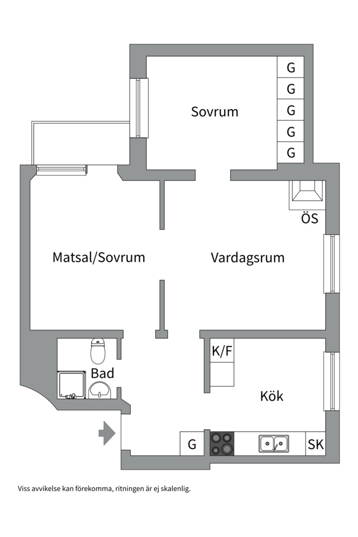 Planlösning från S:t Göransgatan 20, Kommande i Fålhagen, Uppsala