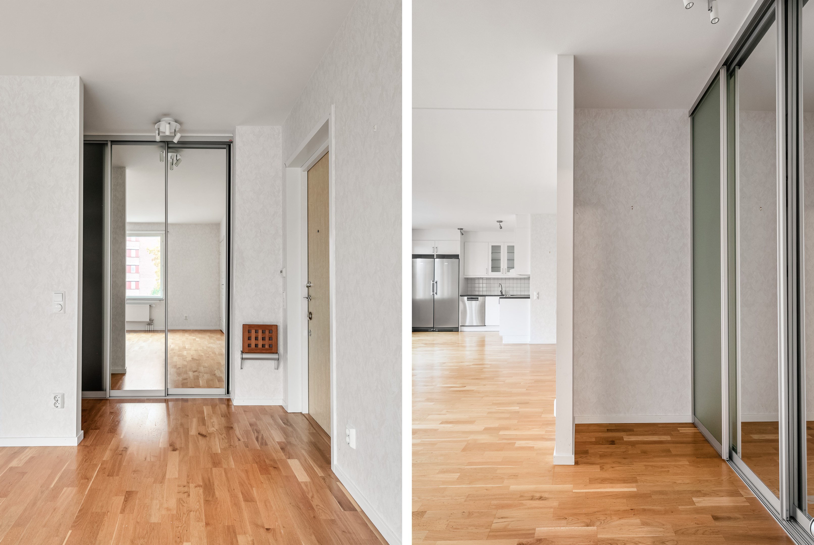 Hall med skjutdörrsgarderob