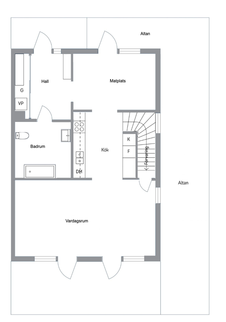 Planlösning från Åbroddsvägen 5B, Till salu i Kummelnäs, Nacka