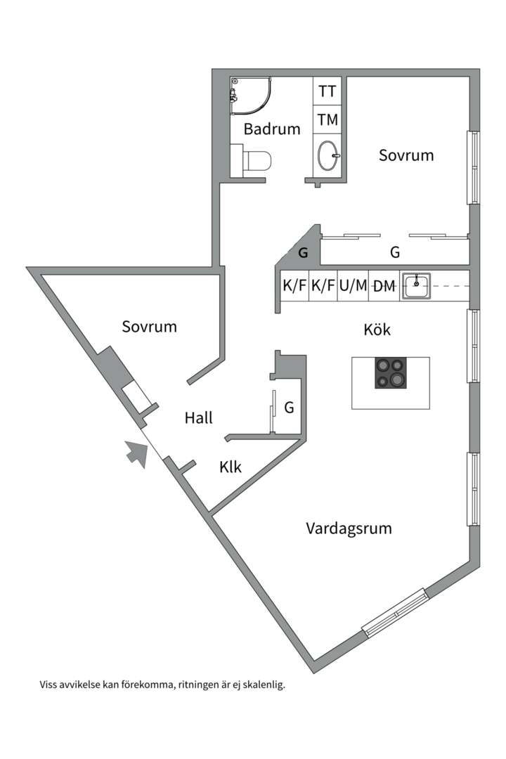 Planlösning från Karlsgatan 15C, Kommande i Centrum, Västerås