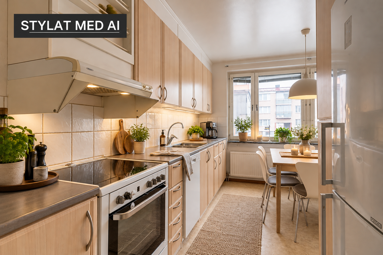 Mysig skandinavisk kök med AI-styling